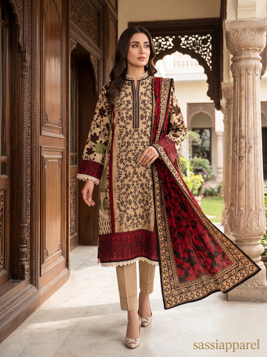 Motif Embroidered Lawn Suit