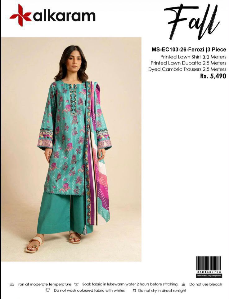 ALKARAM LAWN 3PC COLLECTION NEW VOLUME FALL (s9c)