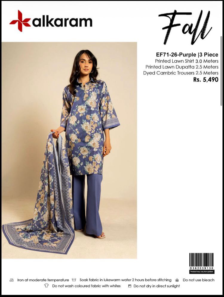 ALKARAM LAWN 3PC COLLECTION NEW VOLUME FALL (s9c)