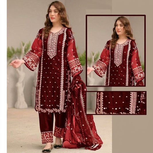 Silk Cotton Stitched 3 Piece Suit (LS)
