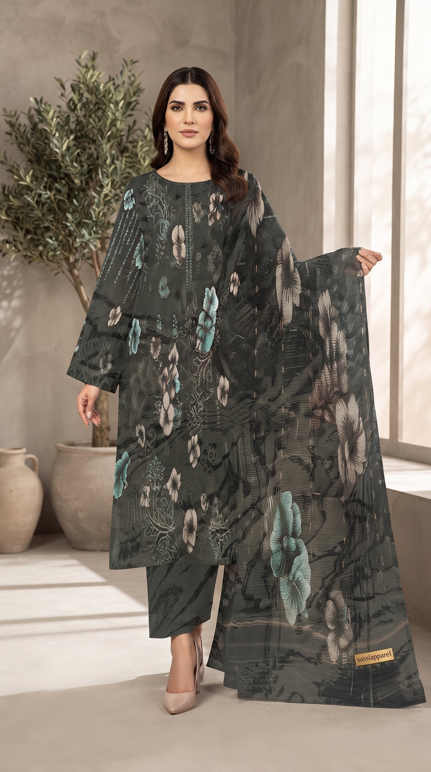Lace Border Lawn Dupatta Suit