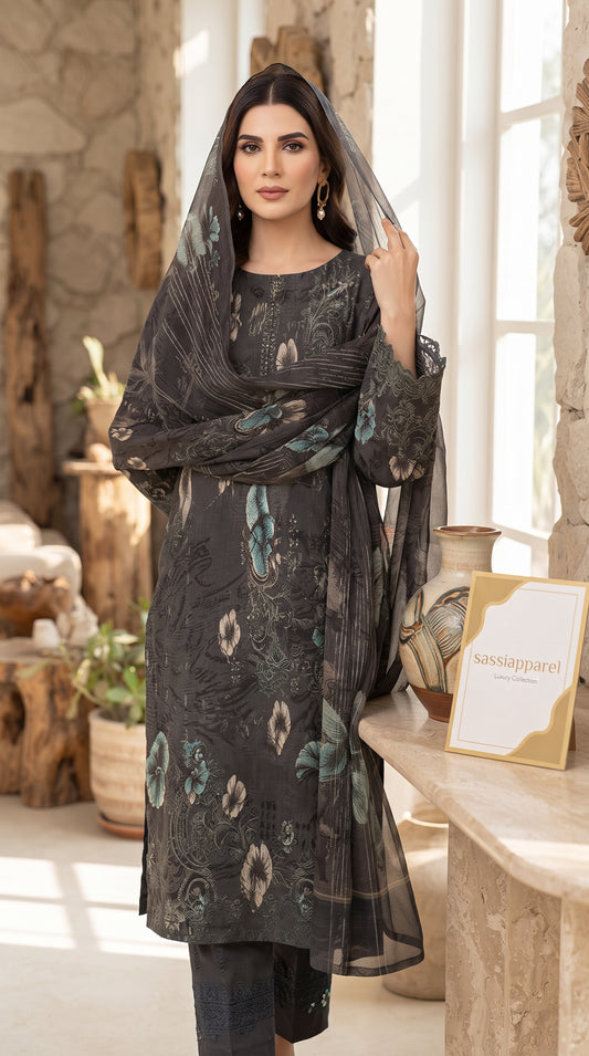 Lace Border Lawn Dupatta Suit
