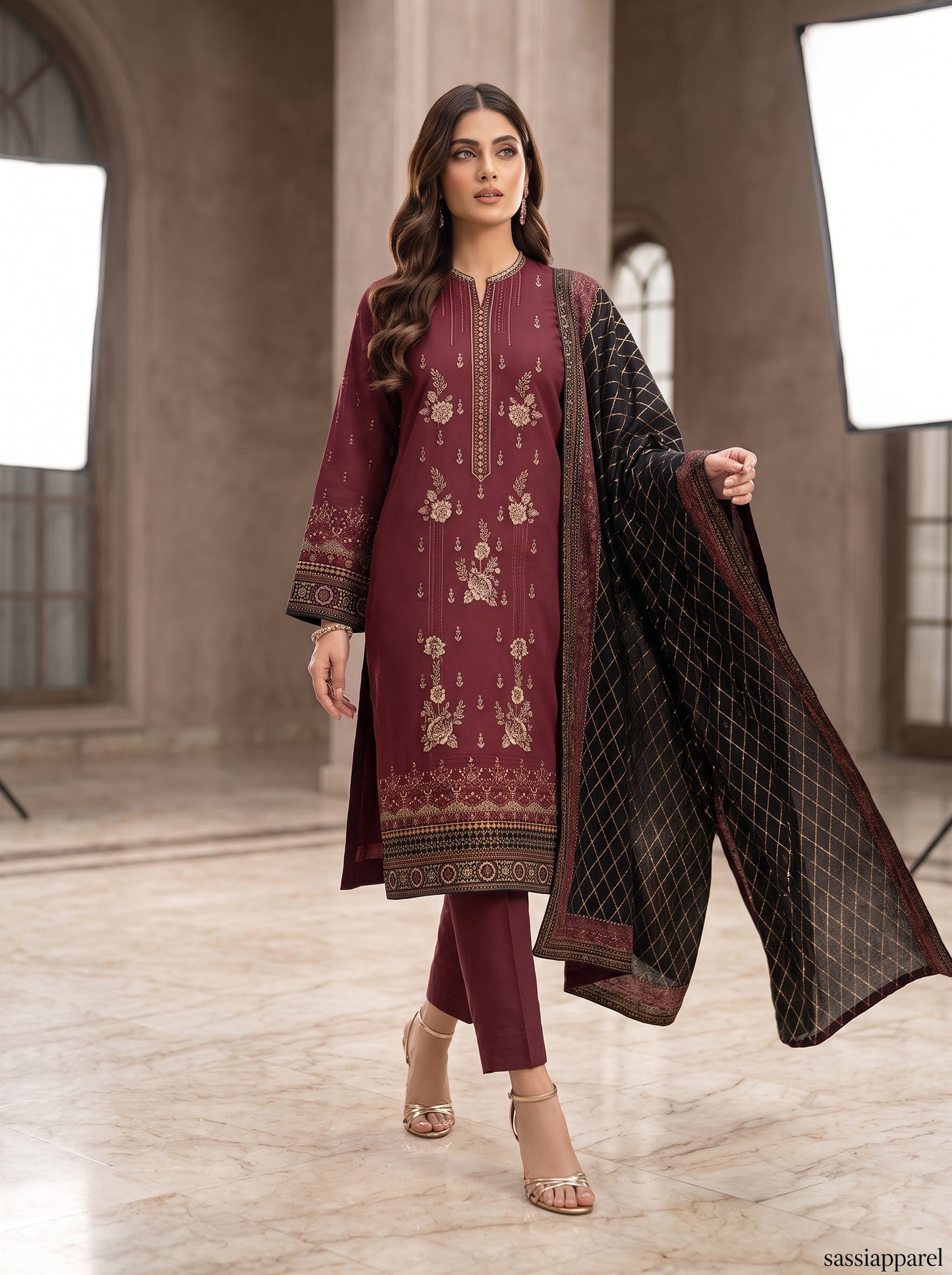 Zari Work Lawn Suit