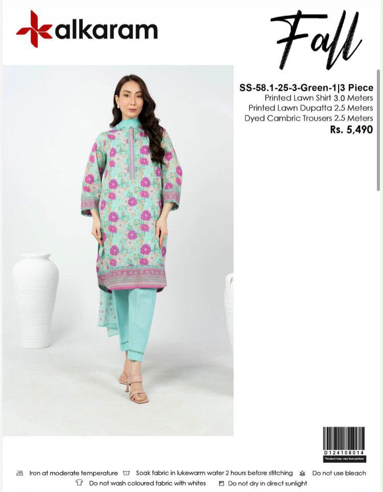 ALKARAM LAWN 3PC COLLECTION NEW VOLUME FALL (s9c)
