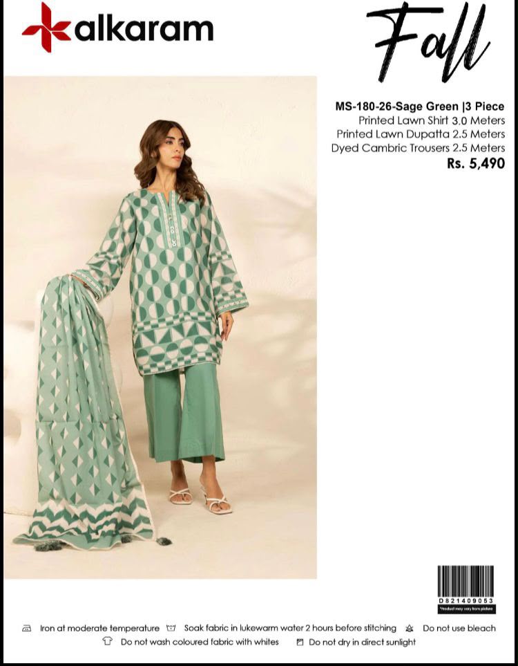 ALKARAM LAWN 3PC COLLECTION NEW VOLUME FALL (s9c)