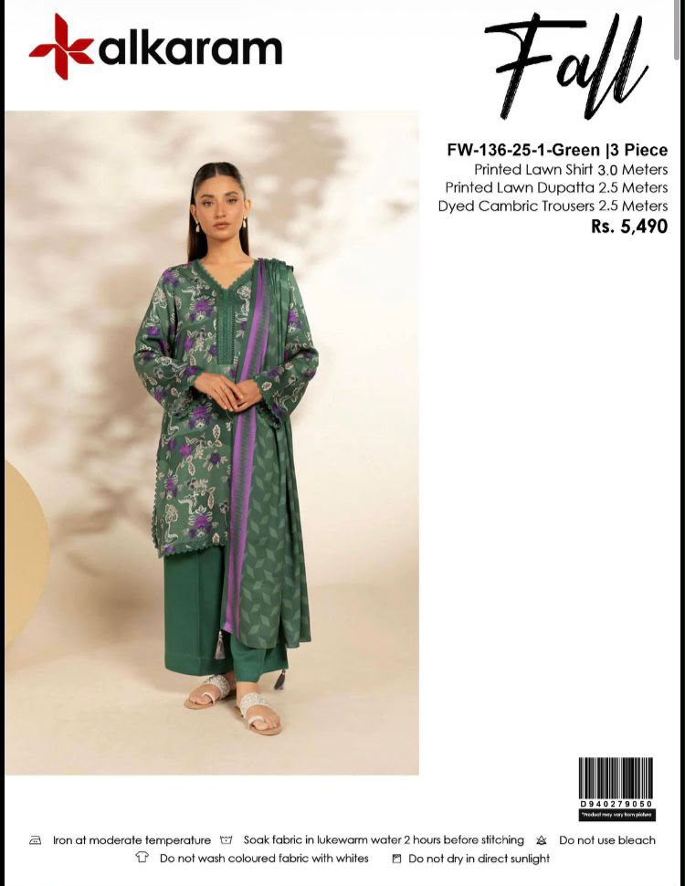 ALKARAM LAWN 3PC COLLECTION NEW VOLUME FALL (s9c)