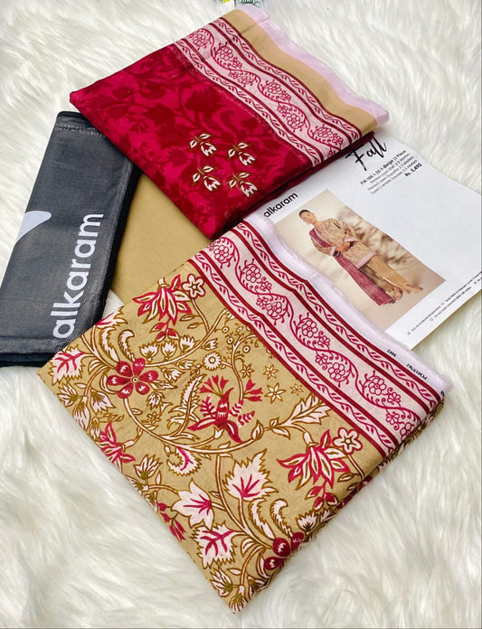 ALKARAM LAWN 3PC COLLECTION NEW VOLUME FALL (s9c)