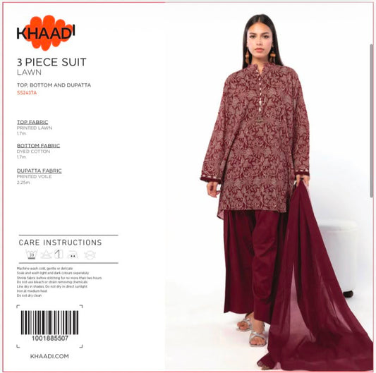 KHAADI 3PC DIGITAL PRINTED LAWN LATEST(s9c)(unstitched)