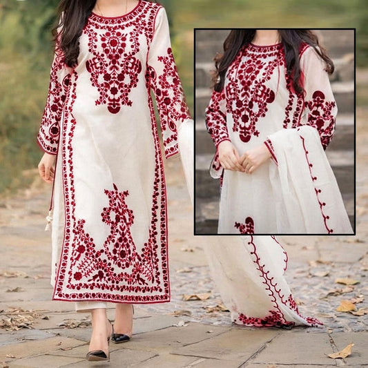 Silk Cotton Stitched 3 Piece Suit